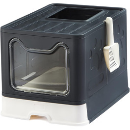 Туалет для котів Suhaco з кришкою, лопаткою та верхнім входом, XXL, 51x38x41 см