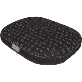 Кругла лежанка для собак Oval - 70x50x15 см, чорна з візерунком, водонепроникна, для собак маленьких, середніх та великих порід
