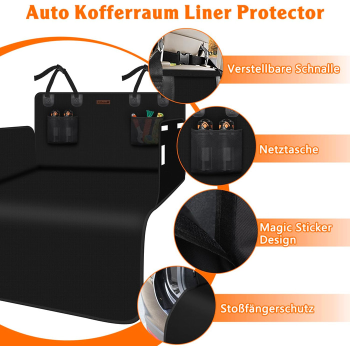 Захист для багажника автомобіля Alfheim для собак - преміум килимок, водовідштовхувальний та стійкий до подряпин, підходить для седанів та компактних/середніх SUV