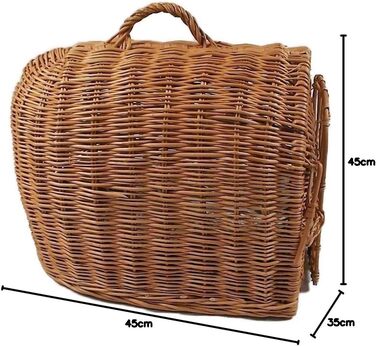 Транспортний кошик з лози з подушкою 45x35x45 см - клітка для кота/собаки