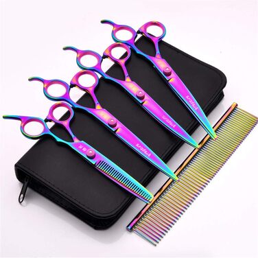 Набір професійних ножиць для грумінгу домашніх тварин 7.0 дюймів, з нержавіючої сталі. Підходить для собак та котів. Включає гребінець.