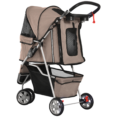 PawHut Dog Stroller Баггі для собак і кішок, багатокольоровий (кавово-коричневий)| Аосом
