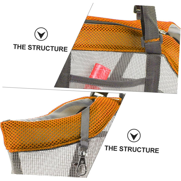 Транспортна сумка для тварин Cosmevivi XXL, нейлон, помаранчевий, 44x25 см, з сіткою для собак, котів та цуценят, для подорожей та кемпінгу