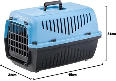 Переноска для кота та собаки Ferplast SKIPPER 3, 62x41x38 см, пластик, блакитна