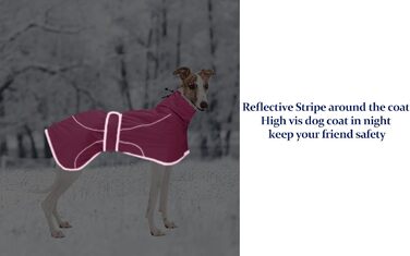 MOREZI Зимовий теплий одяг для собак, куртка для Віппета з флісовою підкладкою, водонепроникна куртка для собак з регульованими ремінцями та світловідбиваючими елементами - Розмір L (довжина спини 61-64 см), Рожевий