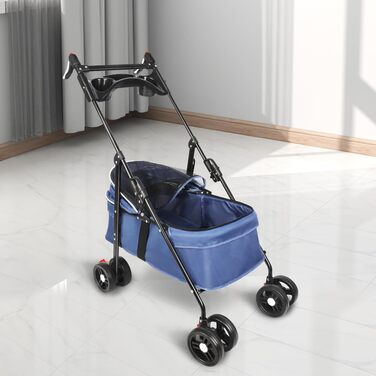 Трьохколісний візок для собак і котів, складання, кошик для зберігання, міцні колеса 360°, сітчасте вікно, до 20 кг