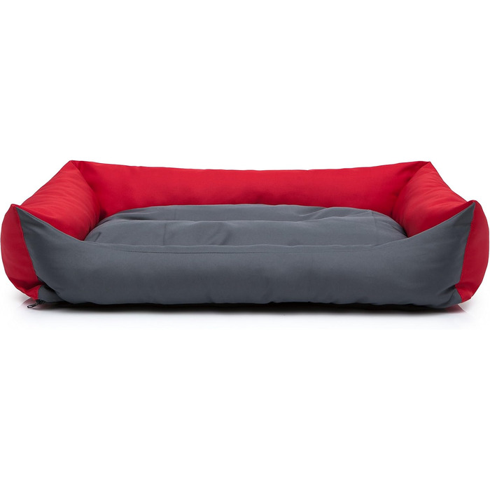 Крісло-ліжко для собак, м'яке лежання для тварин, 82 x 60 см, чорний колір, еко-журавлина (L, сірий з червоними боковинами)