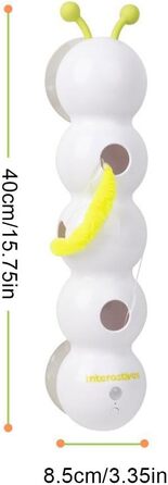 Інтерактивна іграшка для котів Wuselwurm Katze: електрична, з функцією переслідування, з присосками для стін та вікон (біла)