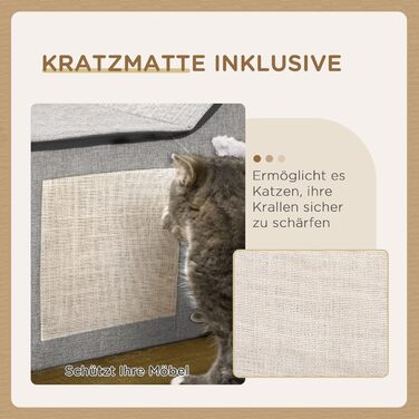 Будиночок для котів PawHut з кігтеточкою, подвійними дверцятами, подушкою та іграшкою, сірий поліестер, 65x41x45,5 см