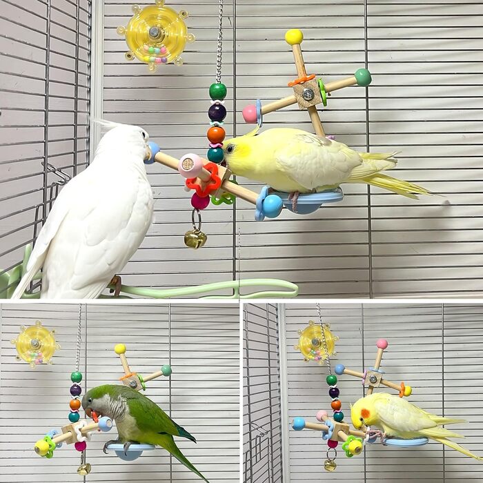 Іграшка для папуг Vogelspinnerspielzeug з дзвіночком, дерев'яна іграшка для клітки, аксесуари для пташиного клітки, для жування для малих та середніх птахів, конурів, ґраків, попугаїв