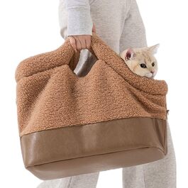 Транспортна сумка для котів та собак Yiohejy - тепла, водонепроникна, з ременем безпеки, для малих та середніх порід, коричнева