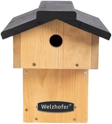 Дерев'яний шпаківня Welzhofer Robbi для синиць, вхід 28 мм, ручна робота, безпечний від котів, для синиці блакитної, гаїчки, болотної та чорної, виготовлений у Європі