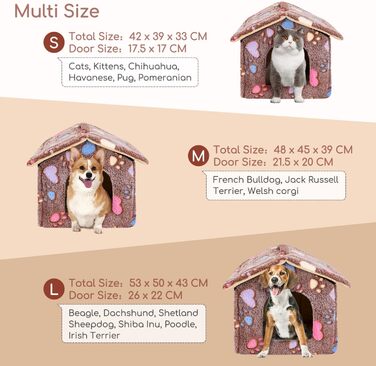 Будка для собак і котів Nobleza, зимостійка, 42x39x33 см, переносний лежак, знімний будиночок, коричнева, з матрацом