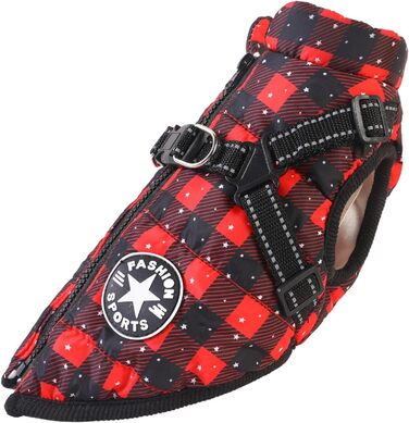 Водонепроникний собачий дощовик Extreme 2.0 з шлейкою, тепла зимова куртка для собак з відбивачами, дихаюча жилетка для маленьких та середніх собак (в клітинку, 3XL)