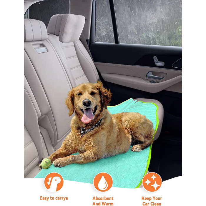 Рушник для собак JOOV E Dog Trockenmante: супер впитываючий, для купання, плавання, після прогулянки (зелений жаб, S, блакитний динозавр)