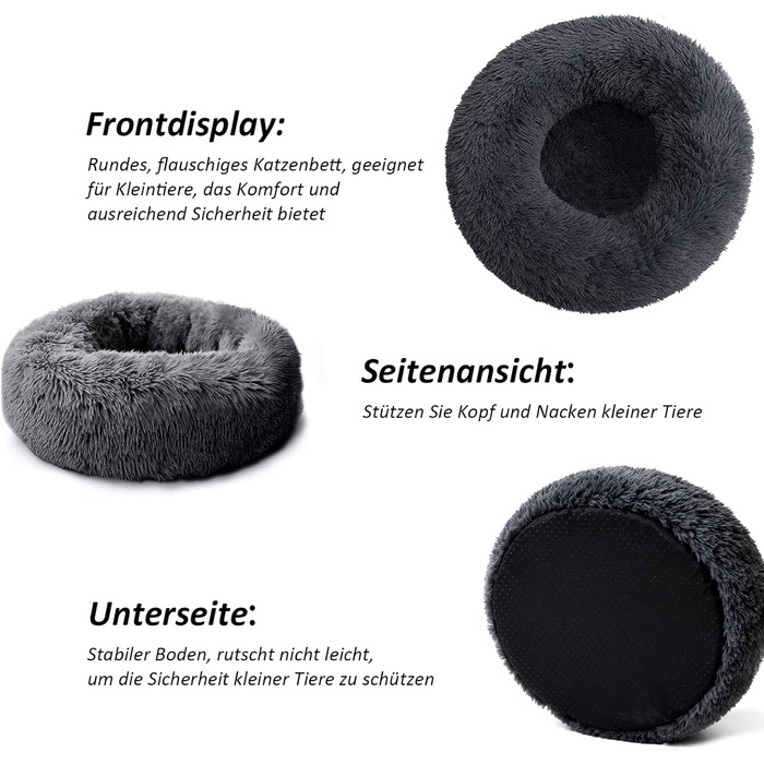 CALIYO Крісло-гніздо для собак та котів, середнього розміру, 70 см, темно-сірий. М'яке, зручне, миється, придатне для сушки.