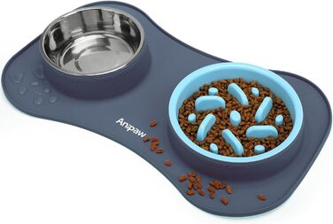 Миска для собак Slow Feeder 3 в 1 з нержавіючої сталі з силіконовим килимком, проти ковзання і протікання, для повільного годування великих, середніх і малих порід