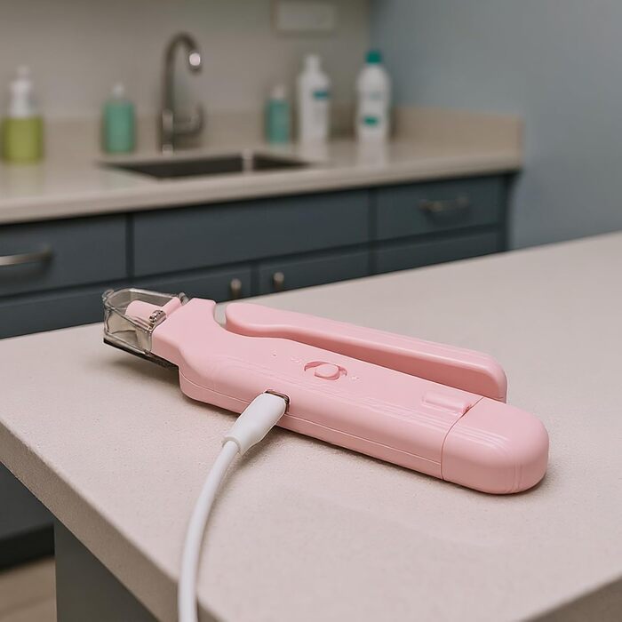 Електричний триммер для нігтів собак і котів з LED-підсвічуванням, шліфувальник для догляду за лапами та цуценятами, рожевий