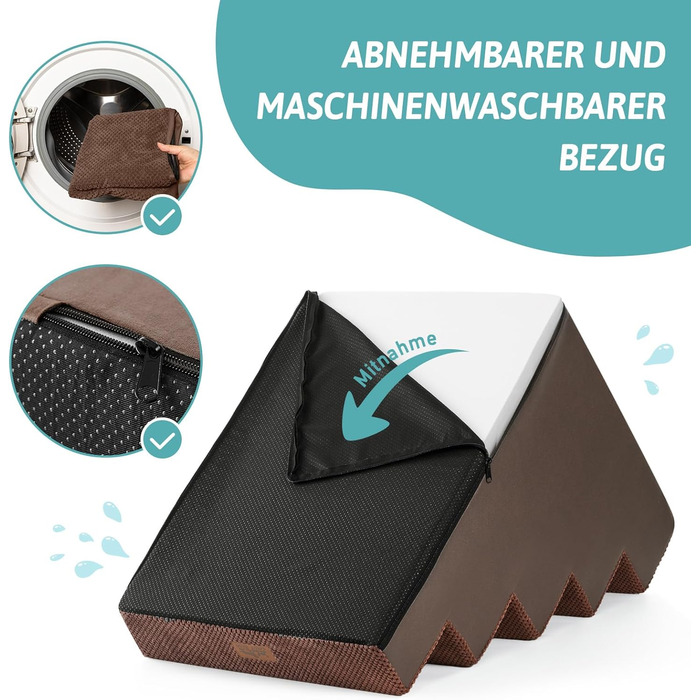 Сходинка для собак COZY KISS - для маленьких собак та котів, з нековзким покриттям, з високощільну шару, для ліжка, дивану, авто (Чорний & Білий, 7x0x60см, Шоколадний, 5, 75x50x60см)