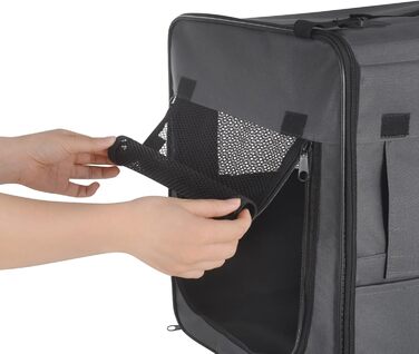 Складана переноска для собак та котів, авто-переноска для тварин, сіра, 46x36x41 см