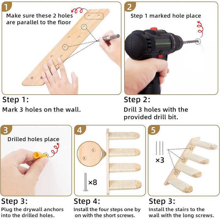 Сходи для котів DaizySight: 4-ступенева кріпиться до стіни, для лазіння, ігор та відпочинку