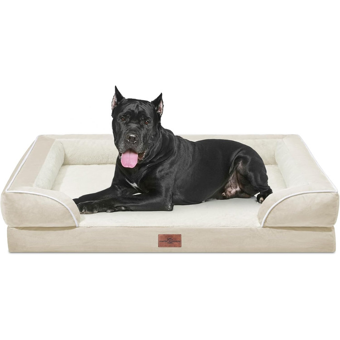 Ортопедичне собаче ліжко Comfort Expression для великих собак: водонепроникне, знімний чохол, зручне та довговічне, бежеве (53x42x9.5 см)