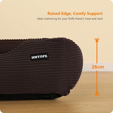 Ліжко для собак з тканини Cord, S/M/L, антиковзаюче, знімний та пральний чохол, м'яке та дихаюче, коричневе, 110 x 85 x 27 см