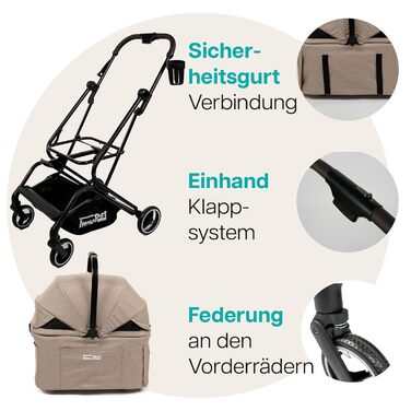 Візок для собак Innopet Nomad Compact - легкий, складаний візок для собак та котів до 20 кг, знімний кузов, переноска та автокошик