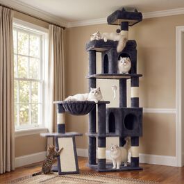Комплекс для котів Kratzbaum XL 173 см, сірий: кігтеточка, будиночки, майданчики, кошик