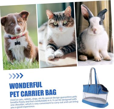 Транспортна сумка для котів POPETPOP з кишенькою-холодильником, нейлон, блакитна