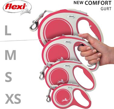 Повідок-рулетка Flexi New Comfort L, 8 м, червоний, для собак