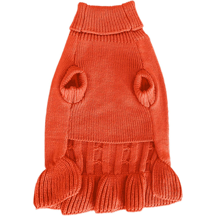 Світшот для маленьких собак, в'язаний одяг для котів, теплий зимовий одяг для кошенят, цуценят, розмір XS, світло-блакитний (XX-Small, сукня-помаранчевий)