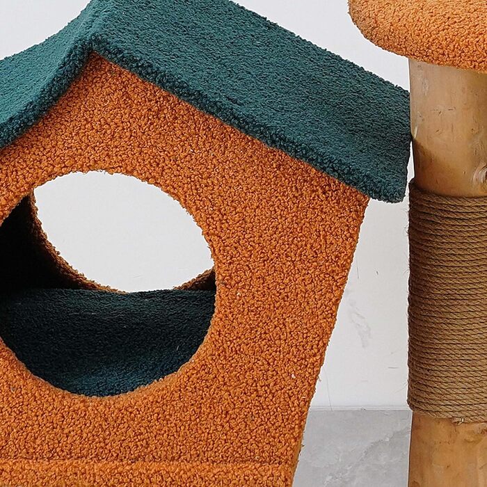 Котячий будиночок з дерева з штучним хутром Fudajo, 114 см, з кульками для ігор