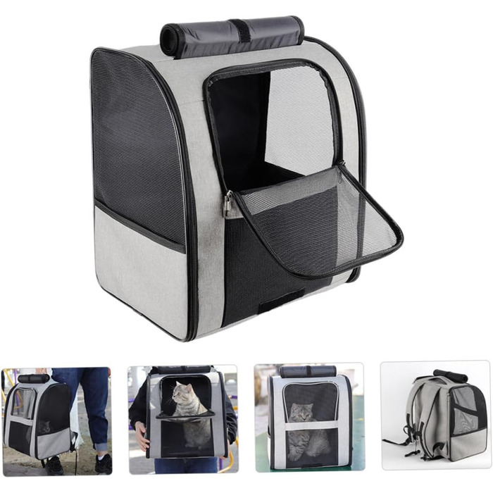 Рюкзак-переноска для котів Garvalon з дихаючого Оксфорду, великої місткості, практичний, для транспортування котів та маленьких домашніх тварин, з боковими кишенями, зручний та міцний для подорожей