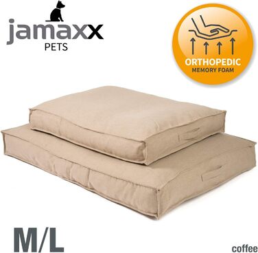 JAMAXX Преміум подушка для собак з якісного льону/Ортопедичний пінополіуретан Memory Visco/Знімний чохол, що стирається/Водовідштовхувальний внутрішній чохол - лежанка для собак PDB1005 (L) 120x90 Кофе-беж