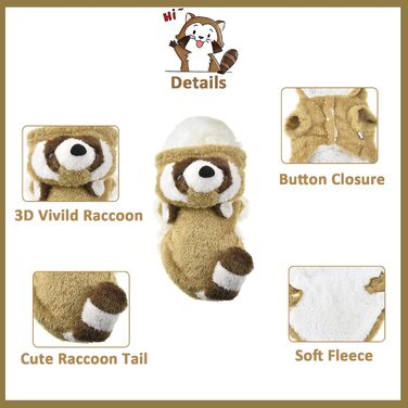 Костюм для собак MuYaoPet на Хелловін: костюм єнота-собаки з теплого флісу, теплий зимовий одяг для маленьких, середніх та великих собак (колір: коричневий, розмір: M)