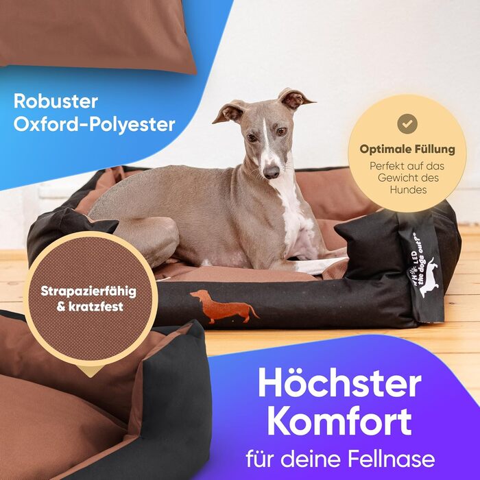 Міцне собаче ліжко для великих і маленьких собак, цуценят та літніх тварин. Собаче ліжко-софа, кошик з подушкою. Світлі та темні кольори, середні породи, з м'якою оббивкою. Виберіть колір S onyx