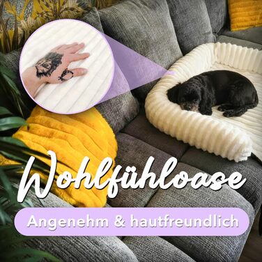 Захисний лежак для собак на диван, плюшевий коврик для собак, захисний чохол для дивана, водовідштовхувальний, можна прати, знімний чохол, колір: (слонова кістка, M - 102x85x12 см)