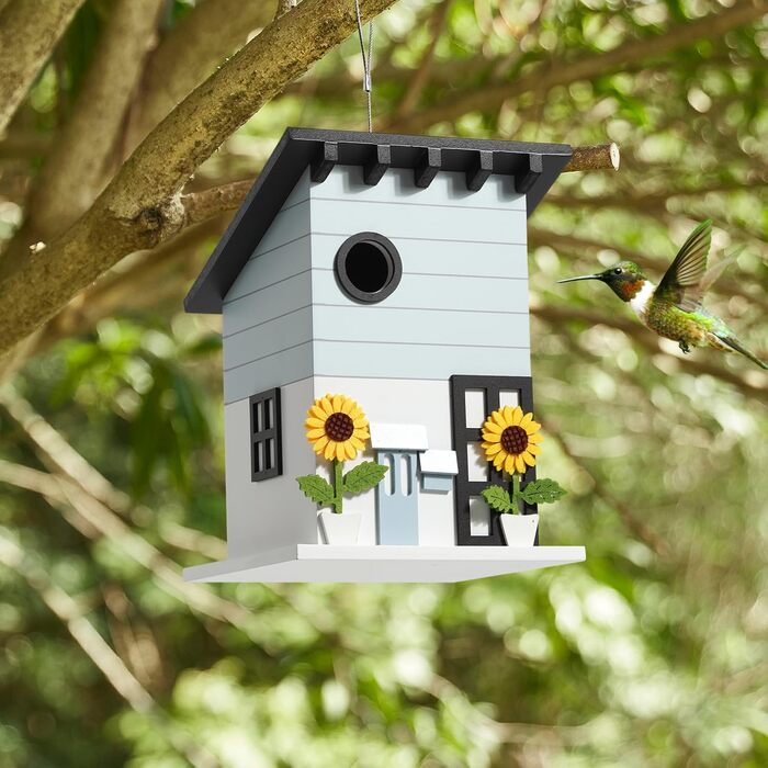 Дім для птахів JUJOYBD - дерев'яний годівниця для птахів у стилі кантрі, для саду, балкону та тераси, з отвором 33 мм