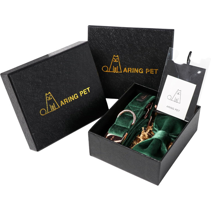 Елегантний ошийник для собак Aring з бантиком, м'який велюровий ошийник, регульований, темно-зелений, для дівчаток та хлопчиків