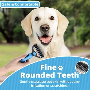 Професійна щітка для підшерстка собак та котів, безболісний догляд, видаляє пух, ковтуни, ідеальна для коротко- та довгошерстих порід (блакитна)