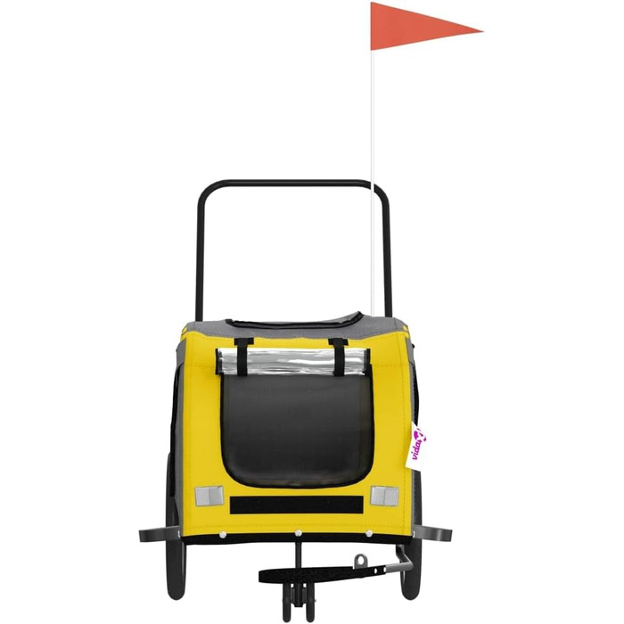 Фасба: Причіп для собак до велосипеда, причіп для тварин, безпечний з відбивачами та прапорцем, для котів та собак, жовто-сірий, Oxford-тканина та метал