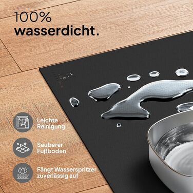 Підкладка під миску для котів Pretty PAW® 60x40 см - неслизька та водонепроникна, захист від води та бруду | Сумісна з фонтанчиком та мисками Pretty Paw (Чорний, широка)