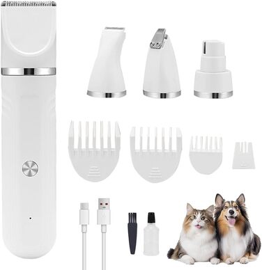 Набір для грумінгу собак 4-в-1 | Електричні ножиці для догляду за шерстю, підходить для цуценят та котів, зелений (білий)