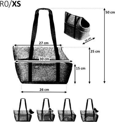 Сумка-переноска для собак і кошенят, чорна (Minky), XS до 3 кг, L 26 x B 16 x H 25 см