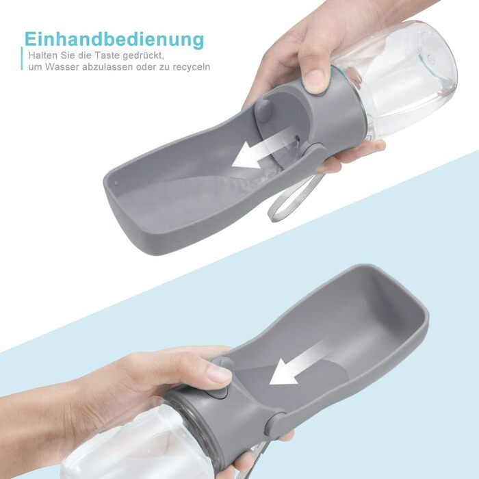 Водяна пляшка для собак на прогулянку 570мл або 350мл - портативна фляга для цуценят, малих, середніх та великих собак (Сірий)