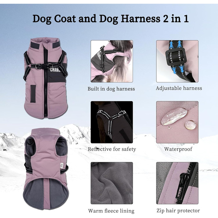 Зимовий одяг для собак: теплий одяг для цуценят та собак середніх розмірів (XXL, блакитний) з світловідбиваючим жилетом