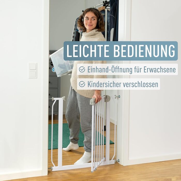 Захист для сходів для дітей IB Style Berrin, 58-185 см, без свердління, білий, 68-76 см (165-175 см)