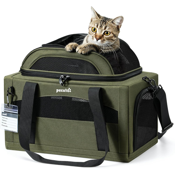Транспортна сумка для котів Pecute: легка, складана, для подорожей, зелена