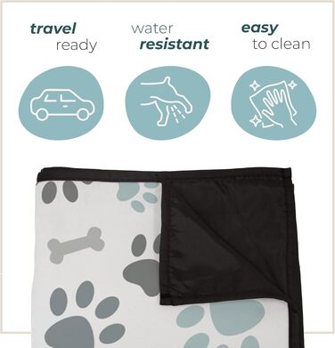 Килимок для тварин у приміщенні та на вулиці, 127 x 152,4 см, зручний, миючий, водовідштовхуючий, для пікніків та подорожей, синьо-сірий